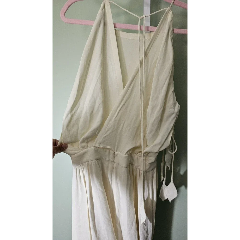 Tory Burch‎ Evalene Ivory Leaf Cold Shoulder Maxi Dress Size 4